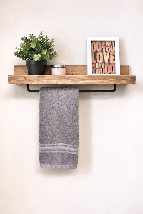 Bathroom Towel Rack Shelf, Floating Shelf Hand Towel Holder, Bathroom Decor, Towel Hanger, Bathroom Towel Bar, Hand Towel Shelf, Towel Rack