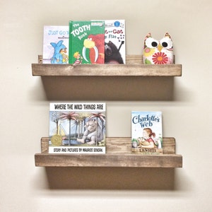 Set of 2 Picture Ledge Shelves, 24 inch Floating Shelves, Nursery Kids Room Shelf, Toy Book Shelf, Rustic Wood Shelves, Gallery Wall Shelf