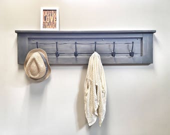 Solid Wood Coat Rack, Coat Hook Hanging Clothes Rack, Coat Rack, Wall Hanging Rack, Wooden Shelf, Hanging Rack, Rustic Wood Hang Wall Shelf