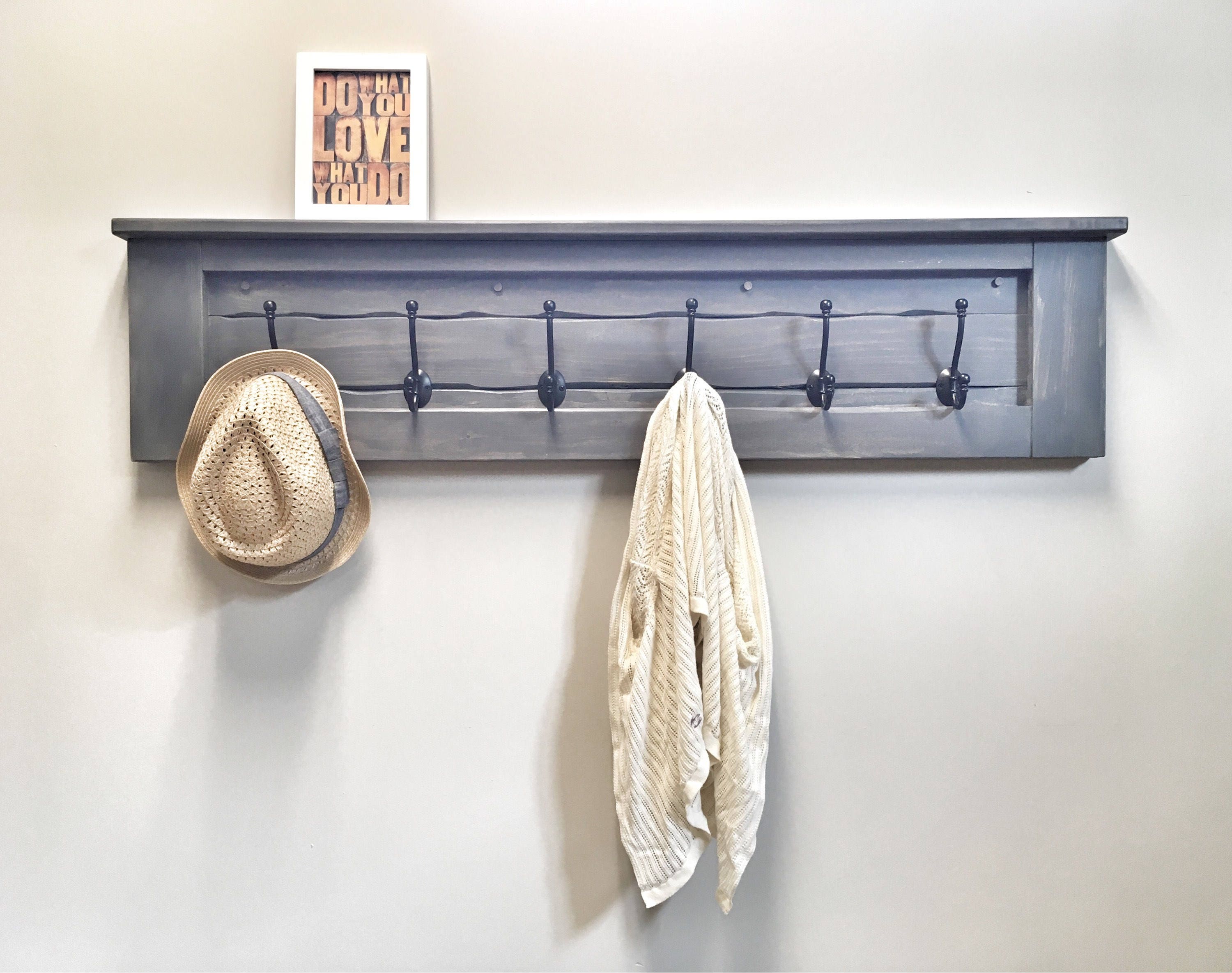 Huge Rustic Wooden Entryway Coat Rack Hooks Wall Home Decor Etsy