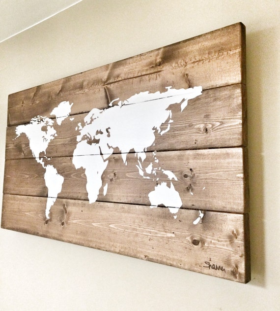 Large Rustic Wood World Map – Modern Rustic Home