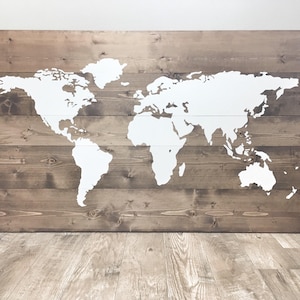SUPER HUGE Large Rustic World Map Made of Wood for Traveller, Rustic