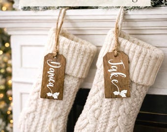 Personalized Wooden Stocking Tags | Custom Christmas Name Tags | Rustic Gift Tags | Wood Stocking Name Tag | Christmas Decor | Holiday Tags
