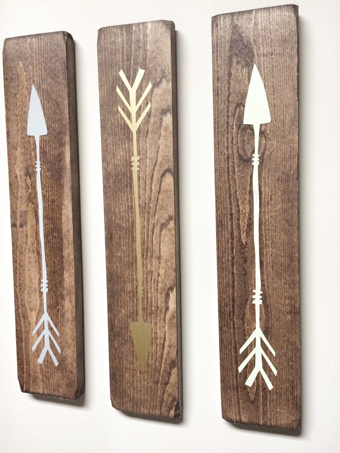 Rustic Grey, Gold, Lime Green Wooden Arrows - 3 Piece Set, Rustic Decor, Farmhouse Decor, Arrow ...