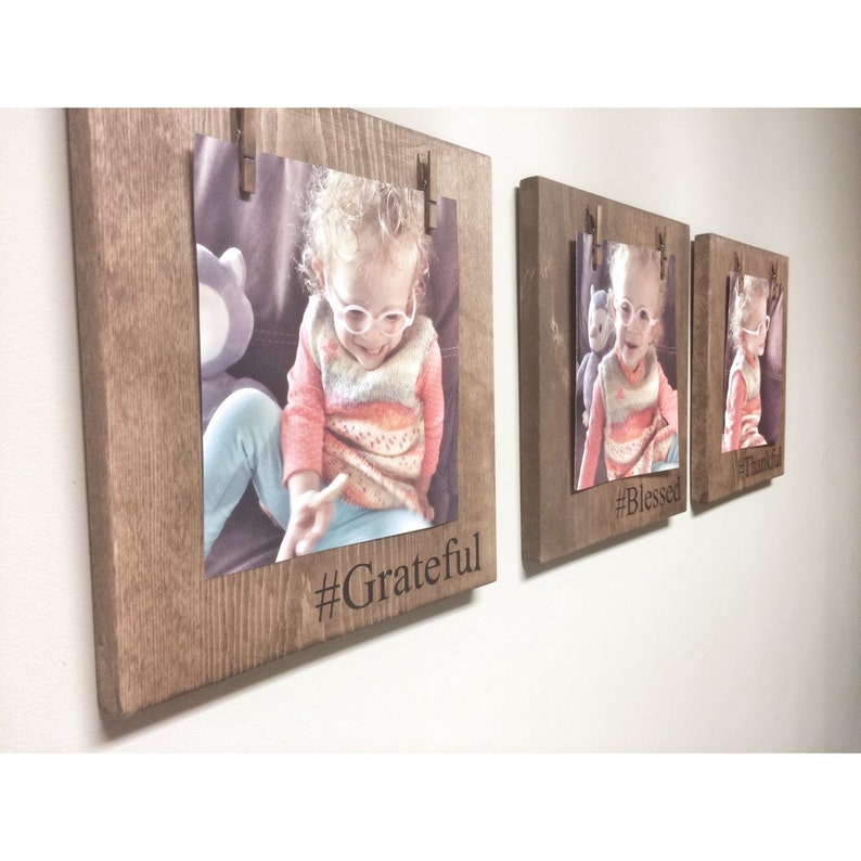 Set of Wooden Personalized Photo Holder, Home Decor Wall Art, Personalized Gift, Wood Picture Frames, Photo Display, Rustic Home Decor, Home 