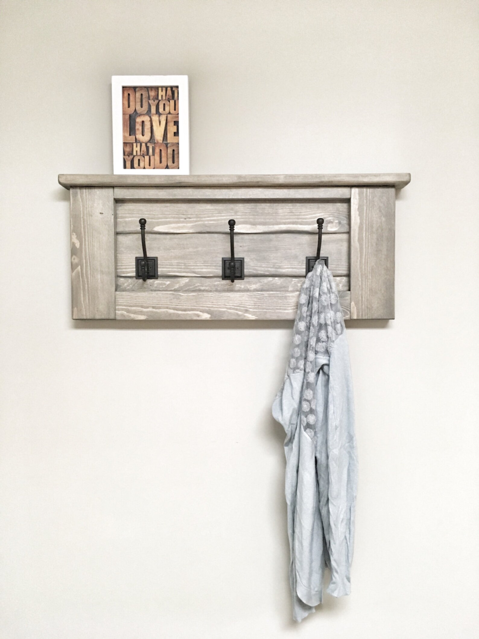 Rustic Wooden Entryway Grey Coat Rack Rustic Wooden Shelf Etsy