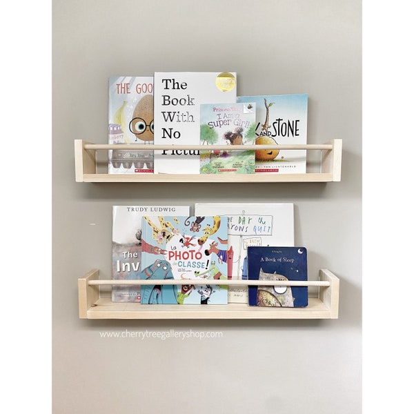 Nursery Bookshelf, Nursery Decor, Bookshelves, Book Ledge, Kids Bookcase, Home Decor, Natural Floating Shelf, Baby Gift, Baby Clothes Hanger