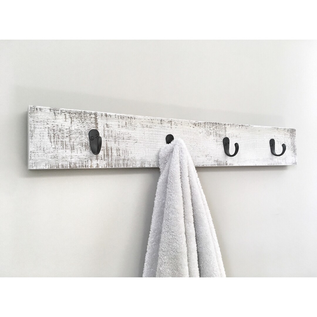 Rustic Wooden Towel Rack Entryway White Coat Rack Rustic Etsy