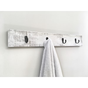 Rustic Wooden Towel Rack, Entryway White Coat Rack, Rustic Wooden Barnwood Entryway Rack, Coat Rack, Rustic Home Decor, Rustic Furniture