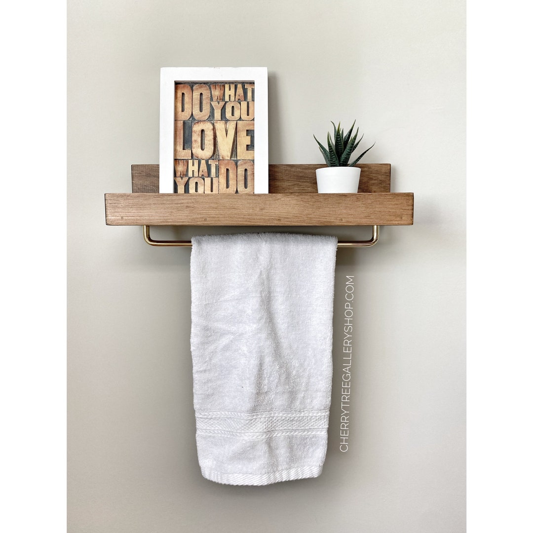 15" Floating Shelf for Bathroom Storage, Towel Rack, Shelf With Towel ...