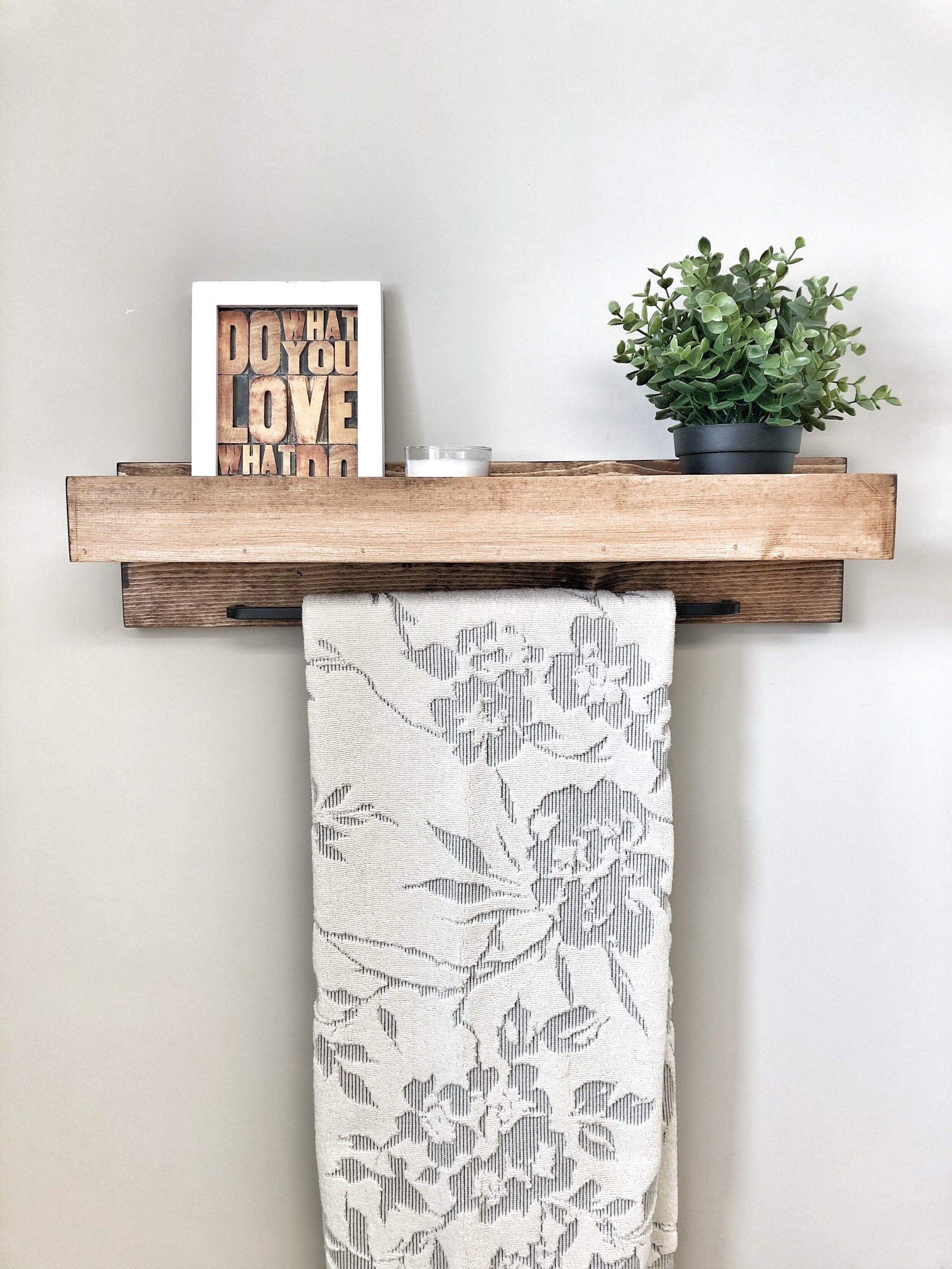 FREE SHIPPING Wood Towel Rack Shelf Ledge Shelves Wooden Etsy