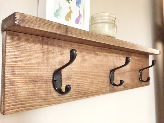 Rustic Wooden Coat Entry Hook Rack With Shelf, Rustic Home Decor, Rustic  Furniture, Wall Coat Rack With Hooks, Floating Shelf With Hooks 