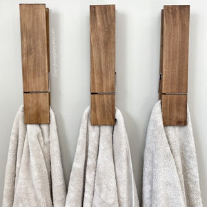 Porta asciugamani da bagno Jumbo molletta, una molletta da 12, arredamento della fattoria, arredamento del bagno, arredamento della lavanderia, arredamento della parete del bagno, gancio immagine 4