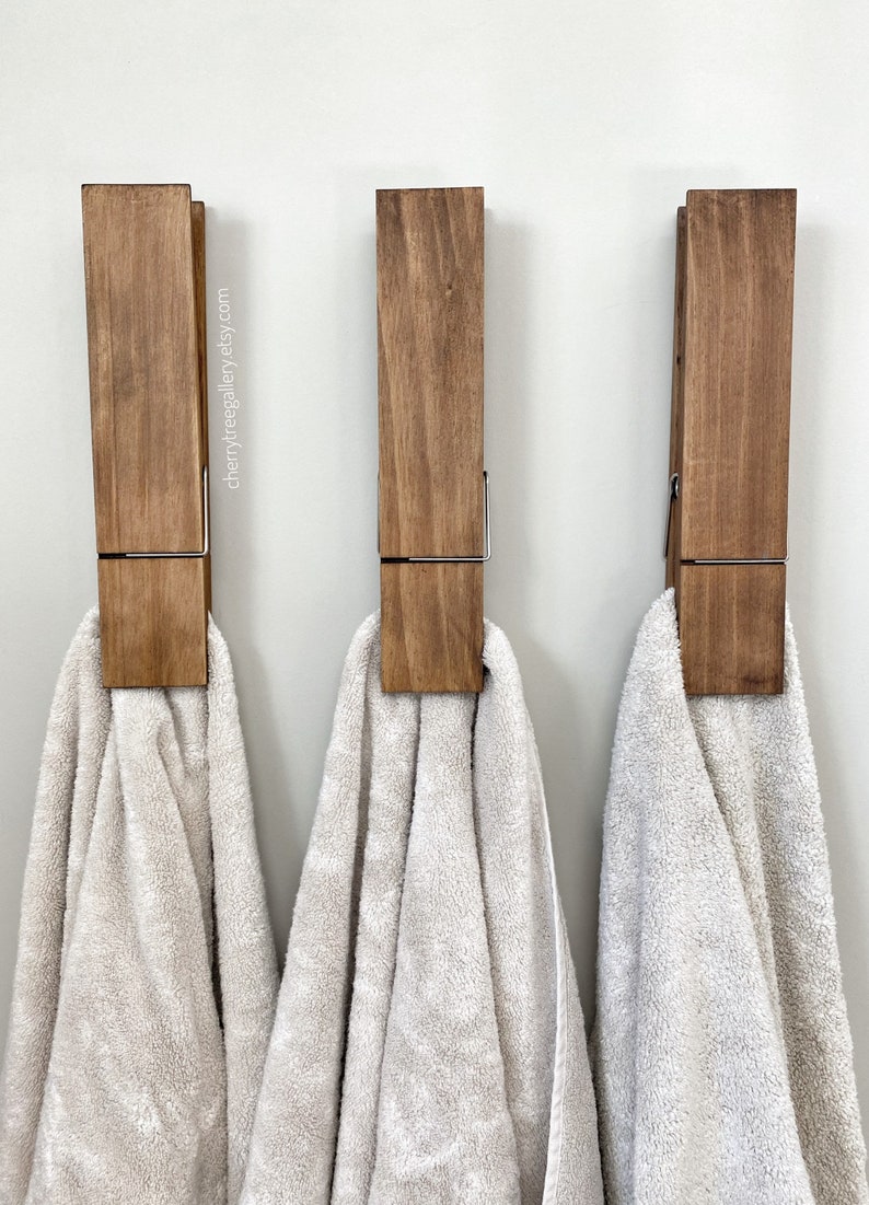 Porta asciugamani da bagno Jumbo molletta, una molletta da 12, arredamento della fattoria, arredamento del bagno, arredamento della lavanderia, arredamento della parete del bagno, gancio immagine 4