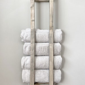 Wood Towel Rack Shelf, Floating Wall Shelf, Laundry Room Storage, Bathroom Towel Rack Shelf, Wall Towel Holder, Pool Towels, Bathroom Decor image 4