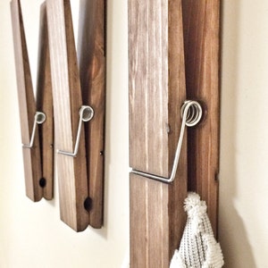 Set of 3 SUPER HUGE Jumbo Rustic 12 Decorative Clothespin, Home Bathroom Nursery Laundry Wall Decor, Towel Hook, Towel Rack, Towel Hanger image 1