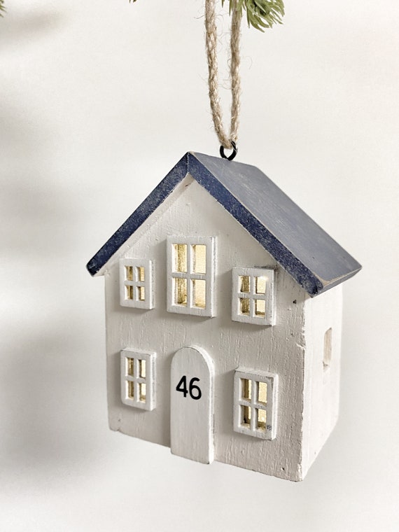 Personalized House Ornament Wood Christmas Tree Ornament Wood