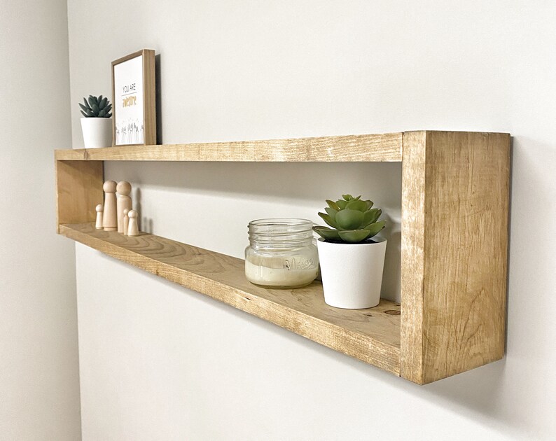 Floating Wood Shelf Square Floating Shelf Ledge Shelf Etsy