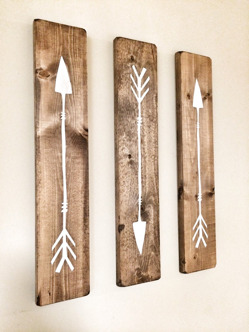 Set of 3 Wooden Arrows, Rustic Decor For Wall, Farmhouse Arrow Decor, Rustic Wall Hanging Nursery Decor, Wooden Arrow for Gallery Wall image 3