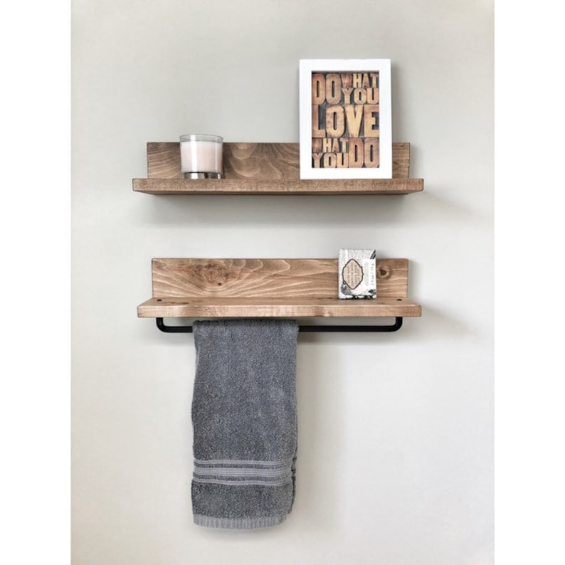 Rustic Wooden Towel Rack for Bathroom Wall Towel Rack Shelf Etsy