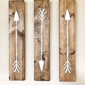 Set of 3 Wooden Arrows, Rustic Decor For Wall, Farmhouse Arrow Decor, Rustic Wall Hanging Nursery Decor, Wooden Arrow for Gallery Wall image 2