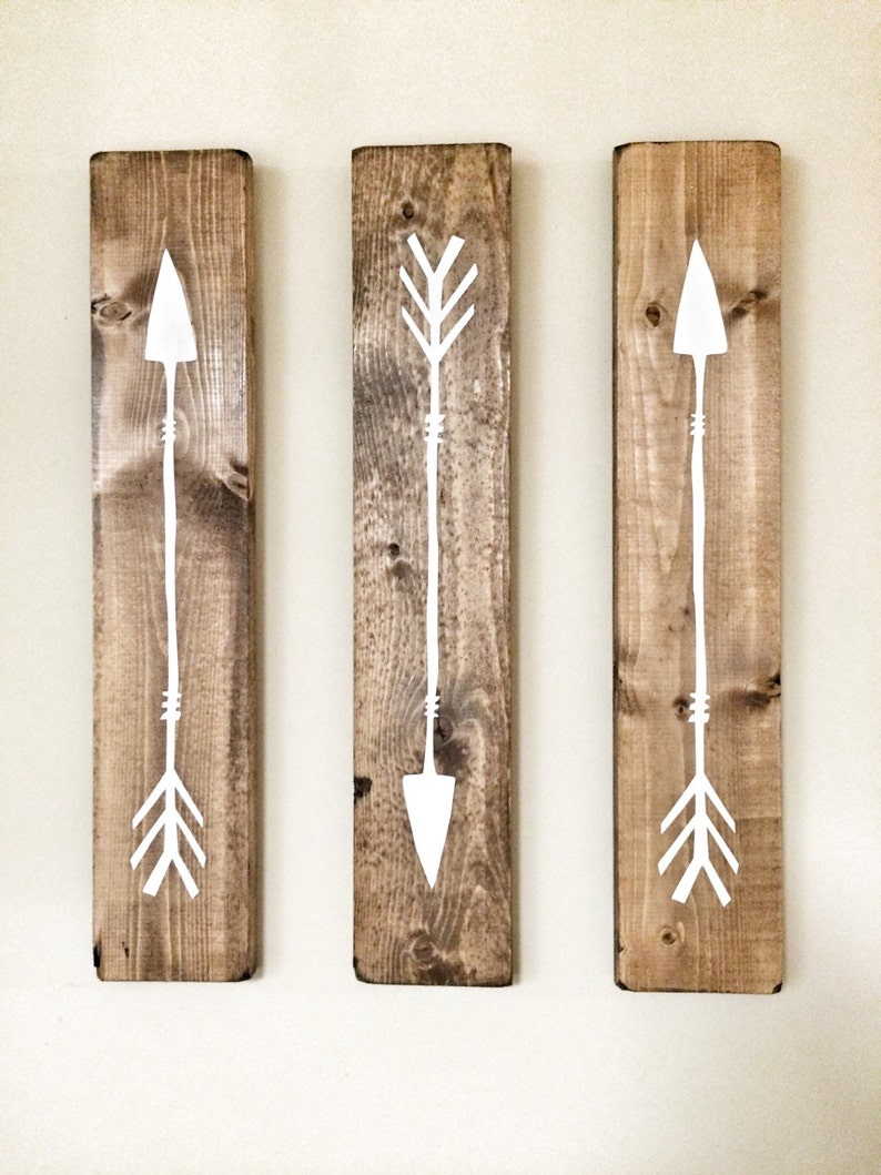 Set of 3 Wooden Arrows, Rustic Decor For Wall, Farmhouse Arrow Decor, Rustic Wall Hanging Nursery Decor, Wooden Arrow for Gallery Wall image 2