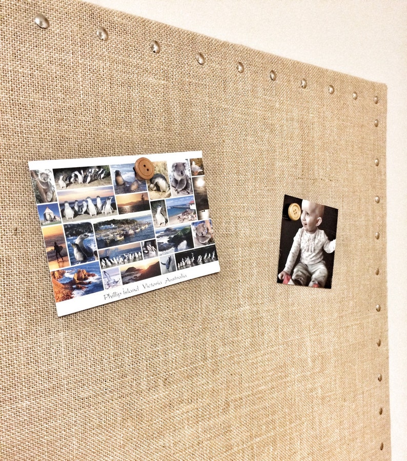 Large Burlap Memo PIN Board Bulletin Board Hardwood Etsy