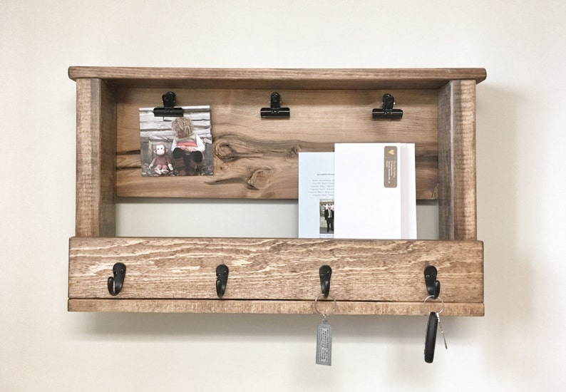 Wooden Key Chain Rack Wall Mail Holder Key Chain Holder Etsy