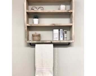 Solid Wood Display Shelf, Square Towel Rack, Rectangular floating wall shelf, Crystals shelf, Essential Oils Shelf, Geometrical wall shelf