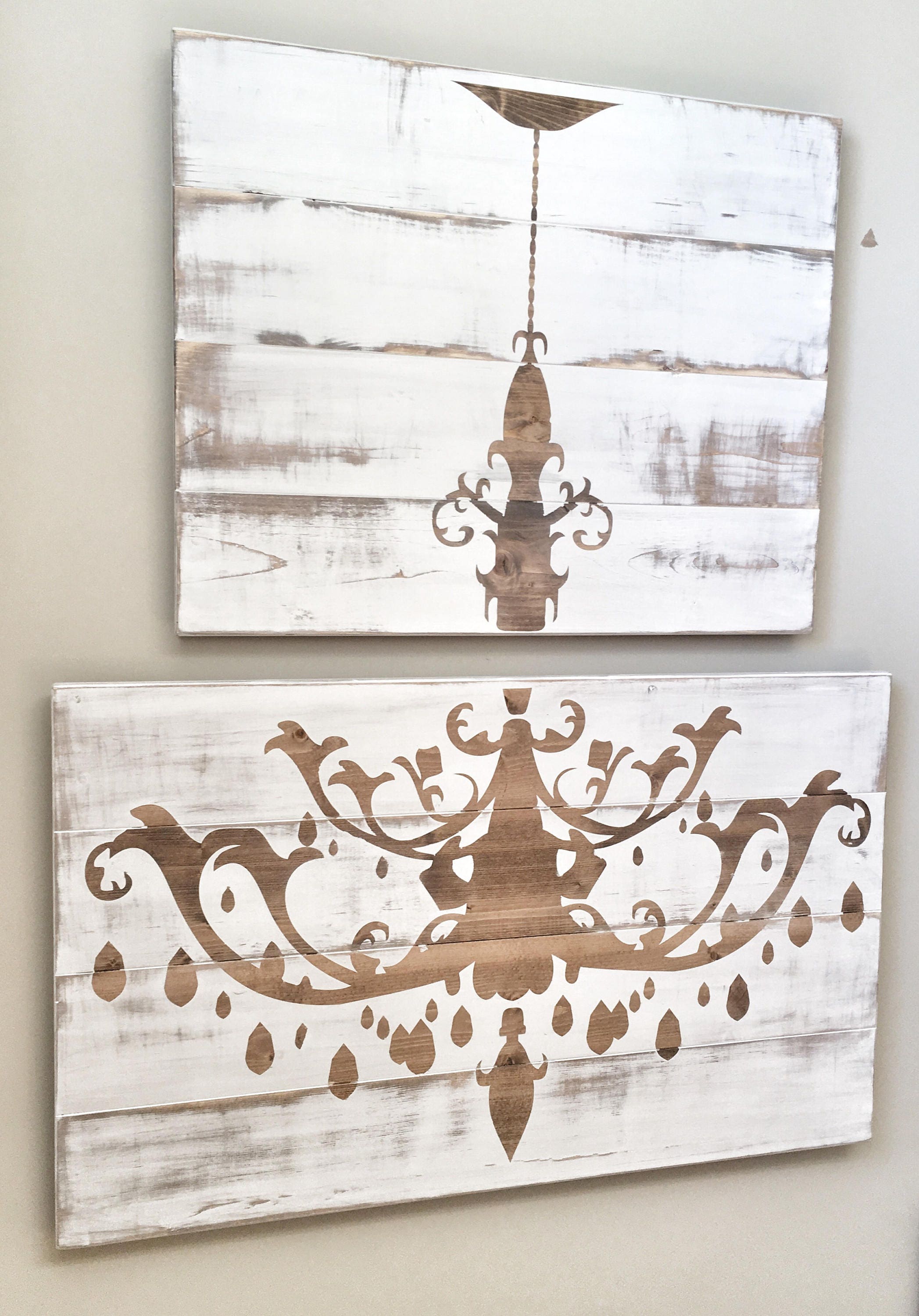 Huge Distressed White Wood Chandelier Rustic Decor Farmhouse Etsy
