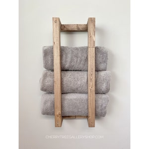 Wood Towel Rack Shelf, Floating Wall Shelf, Laundry Room Storage, Bathroom Towel Rack Shelf, Wall Towel Holder, Pool Towels, Bathroom Decor image 1