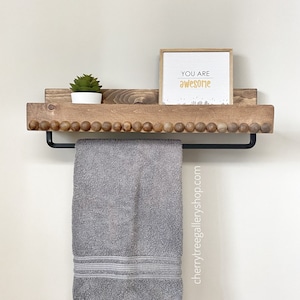 FREE SHIPPING | Wood Towel Rack Shelf, Ledge Shelves, Wooden Rack, Rustic Home Decor, Bathroom Towel Rack Shelf, Farmhouse towel bar shelf
