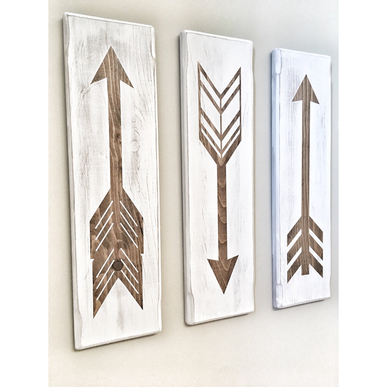 Rustic White Wooden Arrows 3 Piece Set Rustic Decor Etsy