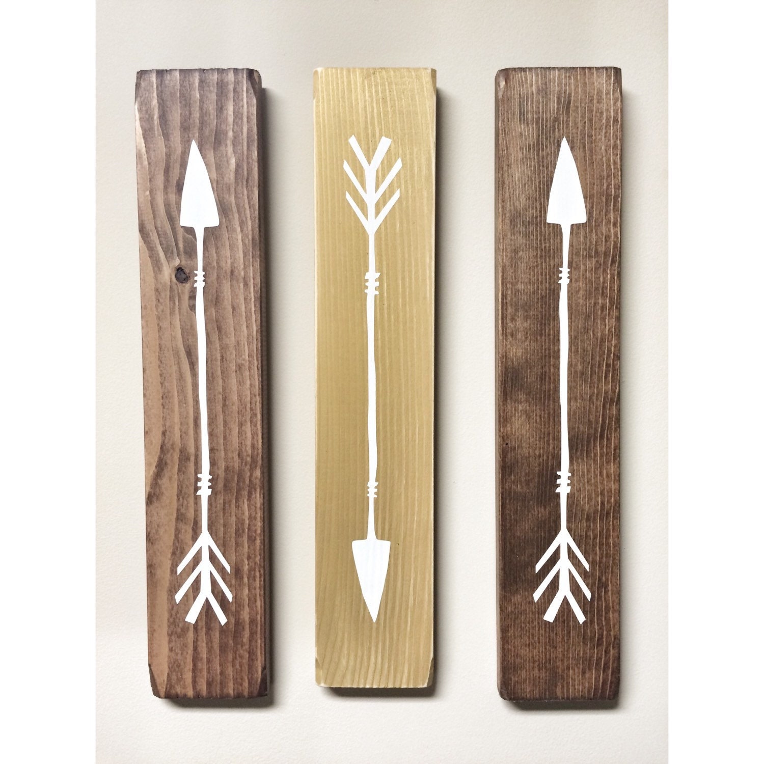 Rustic White Wooden Arrows 3 Piece Set, Rustic Decor