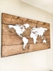 Map of the World Map Wooden Travel Pin Map Rustic Home Wood Wall Art Anniversary Gift for Husband Wife House Design Christmas Rustic Decor 