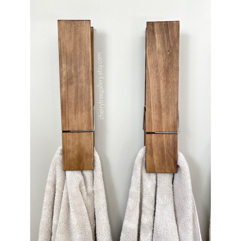 Porta asciugamani da bagno Jumbo molletta, una molletta da 12, arredamento della fattoria, arredamento del bagno, arredamento della lavanderia, arredamento della parete del bagno, gancio immagine 3