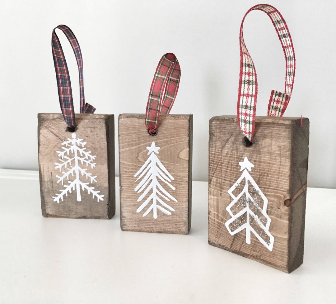 Set of 3 Tree Decorations Christmas Tree Ornaments Rustic - Etsy Canada