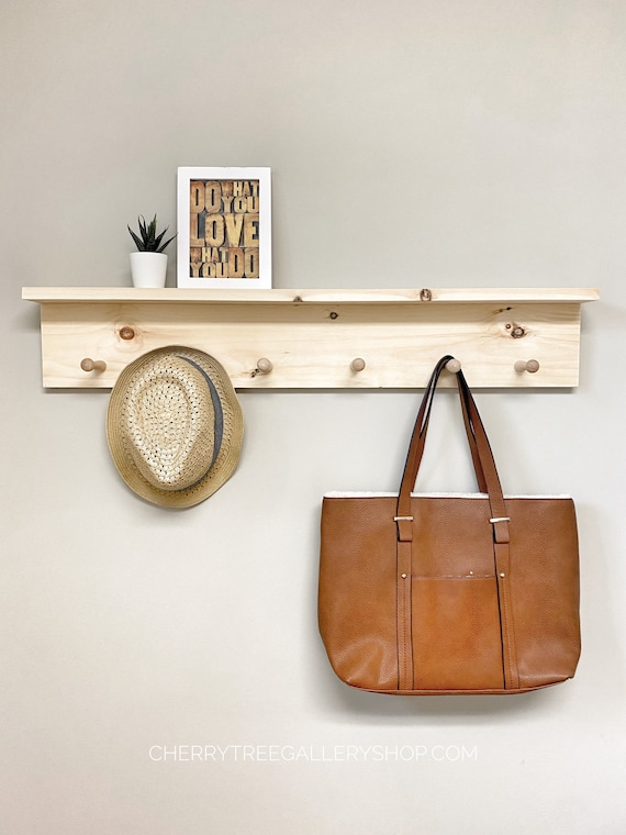 Shelf With Hooks Towel Rack Wooden Peg Rail Wooden Peg Rack Coat Rack Entryway Decor Minimalist Shaker Peg Peg Shelf Kitchen Rack Etsy