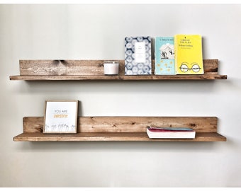 Rustic Floating Shelf | Solid Wood Wall Shelf in Custom Sizes | Farmhouse Home Decor