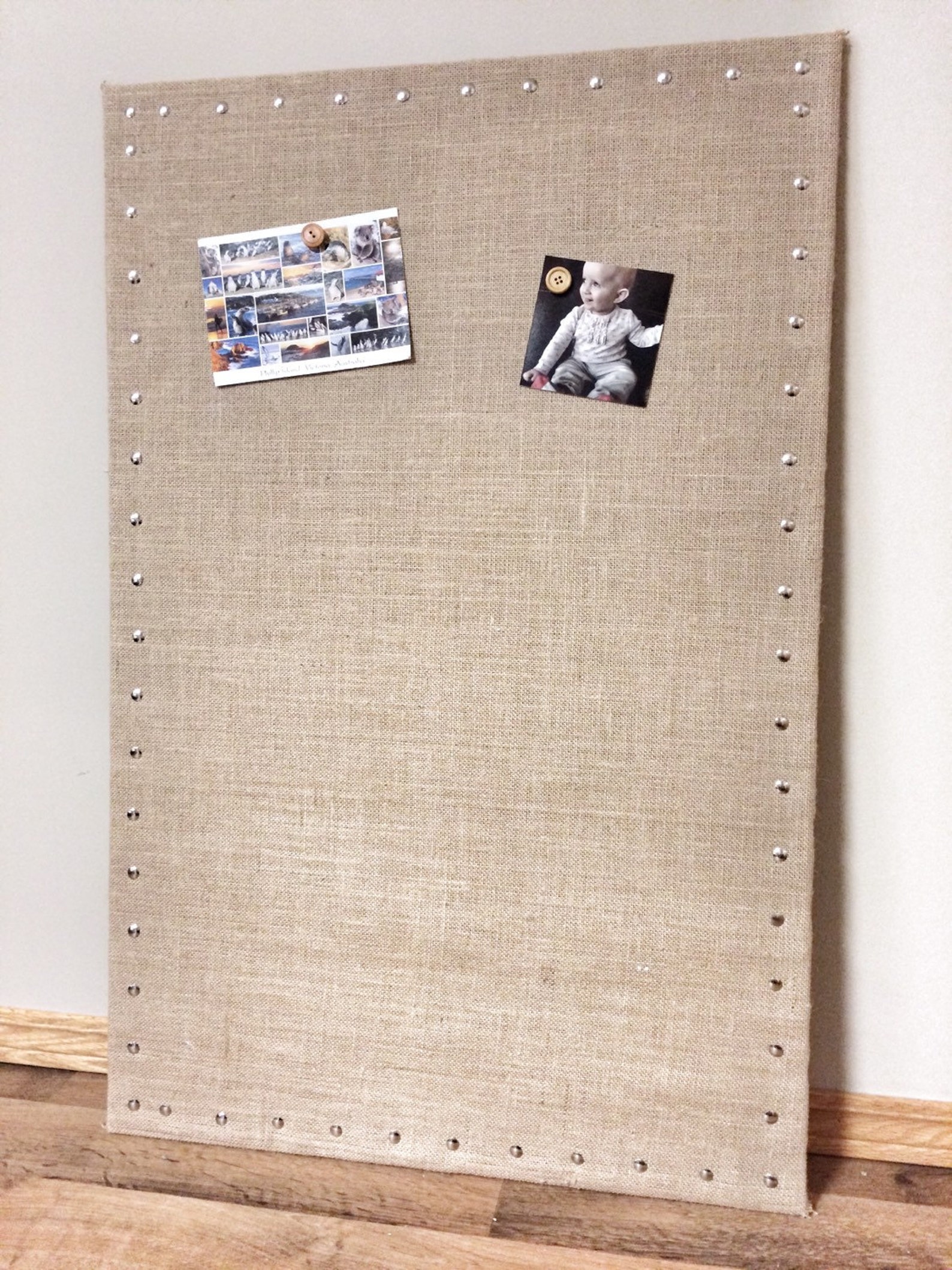 Large Burlap Memo PIN Board Bulletin Board Hardwood Etsy
