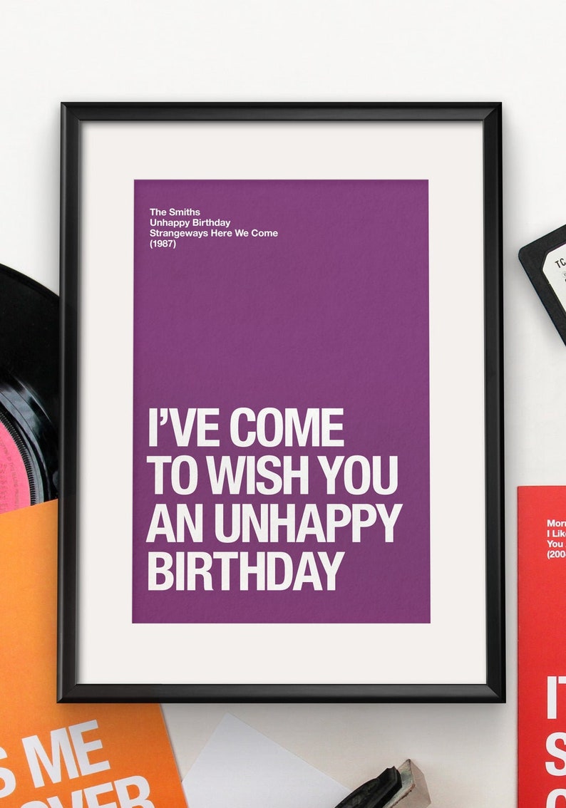 The Smiths Morrissey themed 'Unhappy Birthday' birthday card image 4