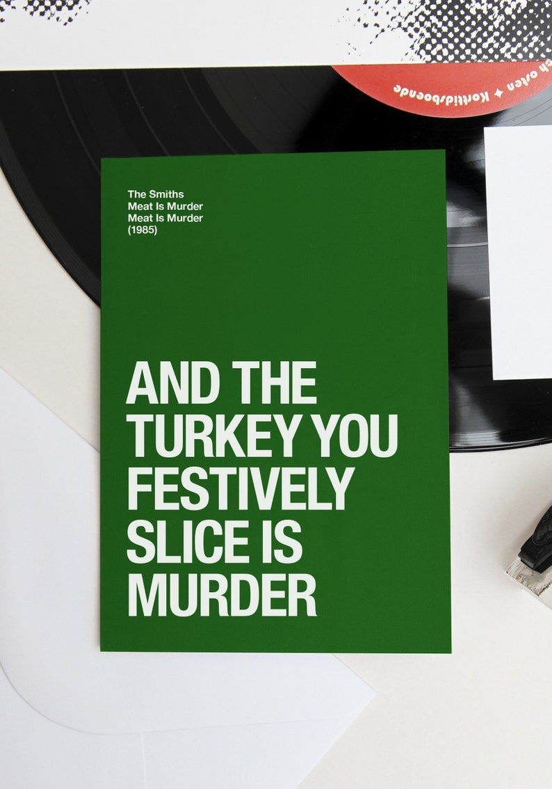 The Smiths Morrissey themed 'Meat Is Murder' Christmas / Thanksgiving card image 3