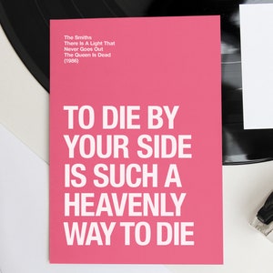 The Smiths Morrissey themed 'To Die By Your Side' Valentines Day / Anniversary card image 3