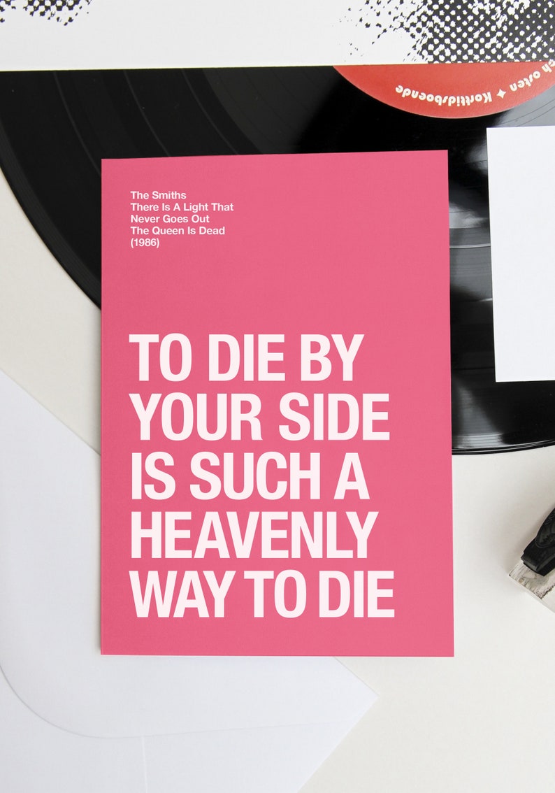 The Smiths Morrissey themed 'To Die By Your Side' Valentines Day / Anniversary card image 3