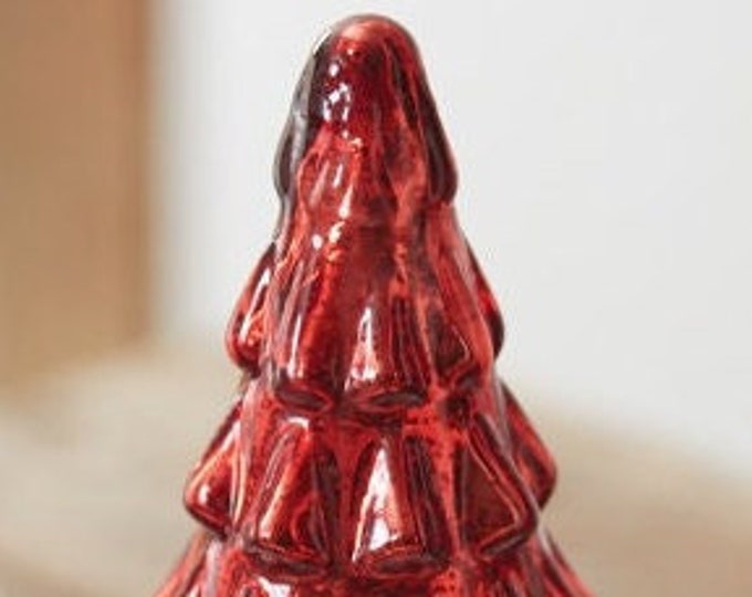 10 Red Mercury Glass Christmas Tree Vintagestyle Flameless Candle
