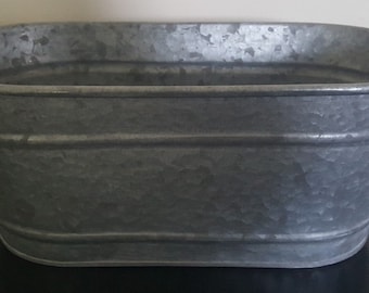 Oval Galvanized Rustic Metal Planter