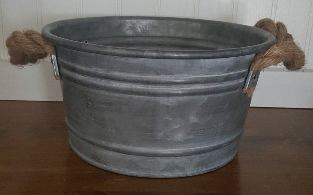 Galvanized Metal Bucket Rope Handles 9 Diameter X Etsy