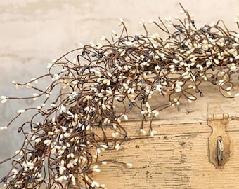 White Gray Ivory 48 inch Pip Berry Farmhouse Garland