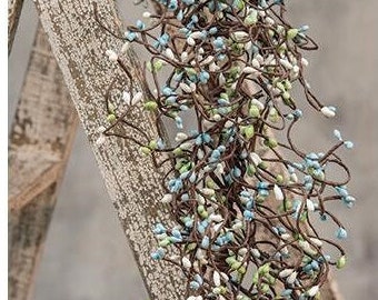 Teal Green Ivory 48 inch Pip Berry Spring/Coastal Colors Garland