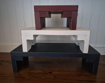 Americana Riser Set Burgundy White Navy Stackable 3 pc set